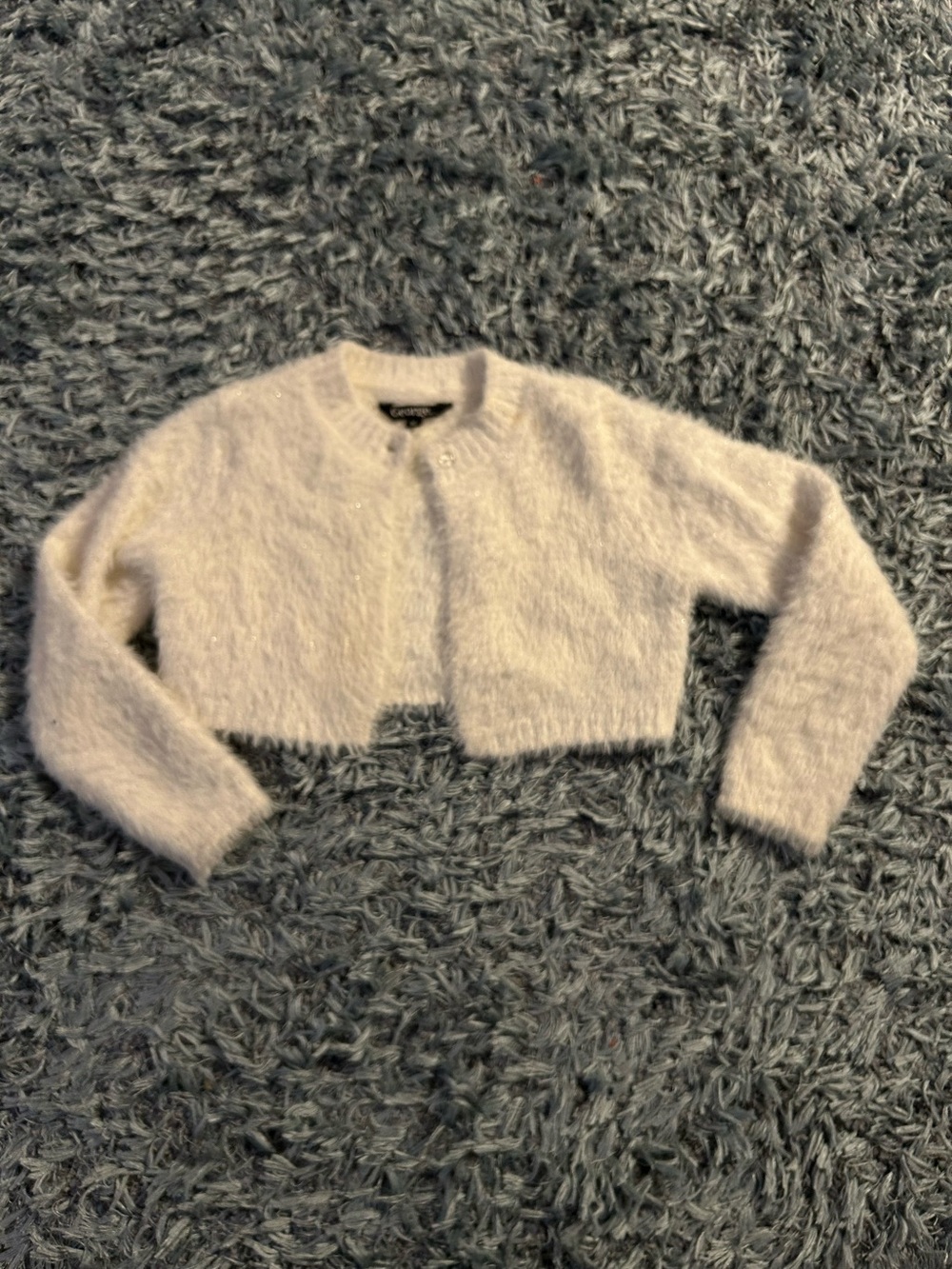 Girls white Cozy Fluffy Cropped Sweater for Dresses